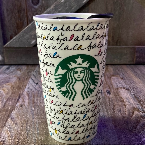 Starbucks Christmas falalalala Ceramic Travel Mug - Picture 1 of 4
